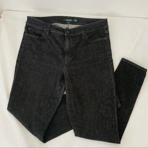 Ralph Lauren - Black Jeans with Floral Patches
